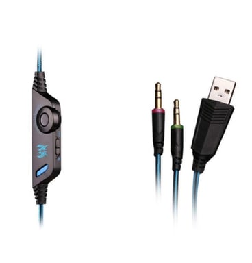 Casque Gamers Universel avec Micro et Télécommande LED Reglage Son Universel USB Jack (BLEU)