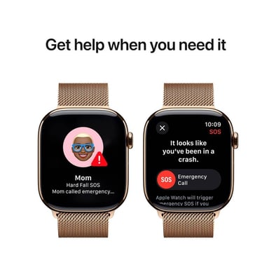 Apple Watch Series 10 (2024) GPS + Cellular, Boitier Titane Or de 46mm avec bracelet Milanais M/L, Titane Or