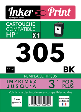 Cartouche d'encre recyclée compatible avec HP 305 XL (Noir) - Mobility Lab