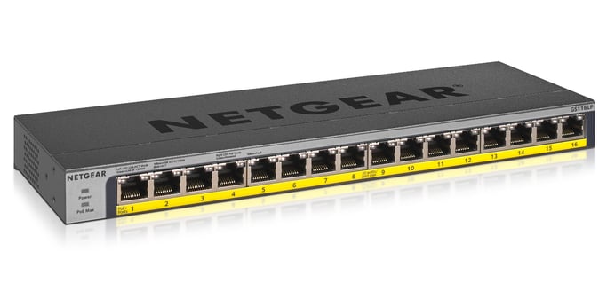 NETGEAR GS116LP Non-géré Gigabit Ethernet (10/100/1000) Connexion Ethernet, supportant l'alimentation via ce port (PoE) Noir - Neuf