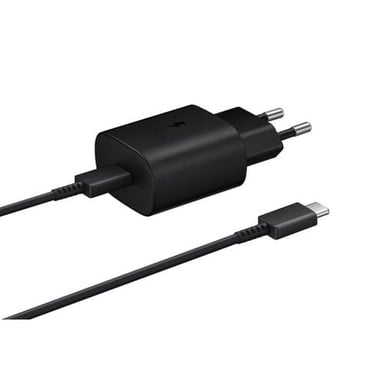 Caricabatterie domestico Samsung Power Delivery 25W + cavo USB C/USB C nero