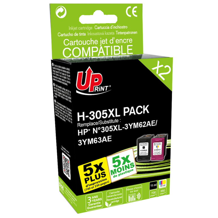 Pack UPrint compatible HP 305 3YM62AE3YM63AE et couleur Neuf