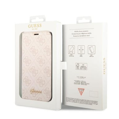 Guess Funda Folio para iPhone 14 Printed 4G Trendy Rosa