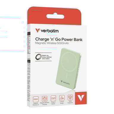 Verbatim Charge 'n' Go Essentials 5000 mAh Cargador inalámbrico Verde