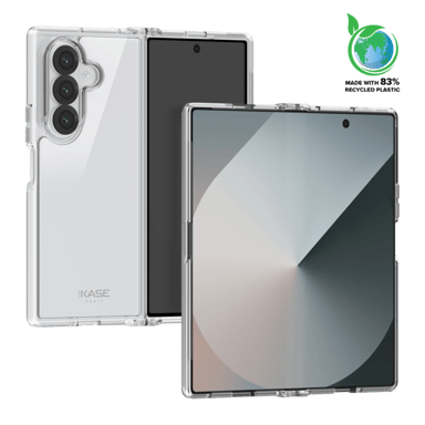 Funda híbrida invisible fabricada con un 83?% de plástico reciclado para Samsung Galaxy Z Fold7, transparente.