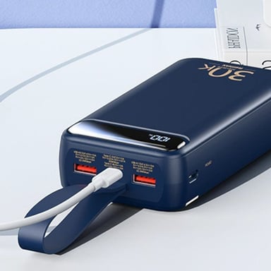 Remax RPP-522 30000mAh Power Bank 2x USB 20W + 22,5W PD USB-C QC Quick Charge LCD Azul