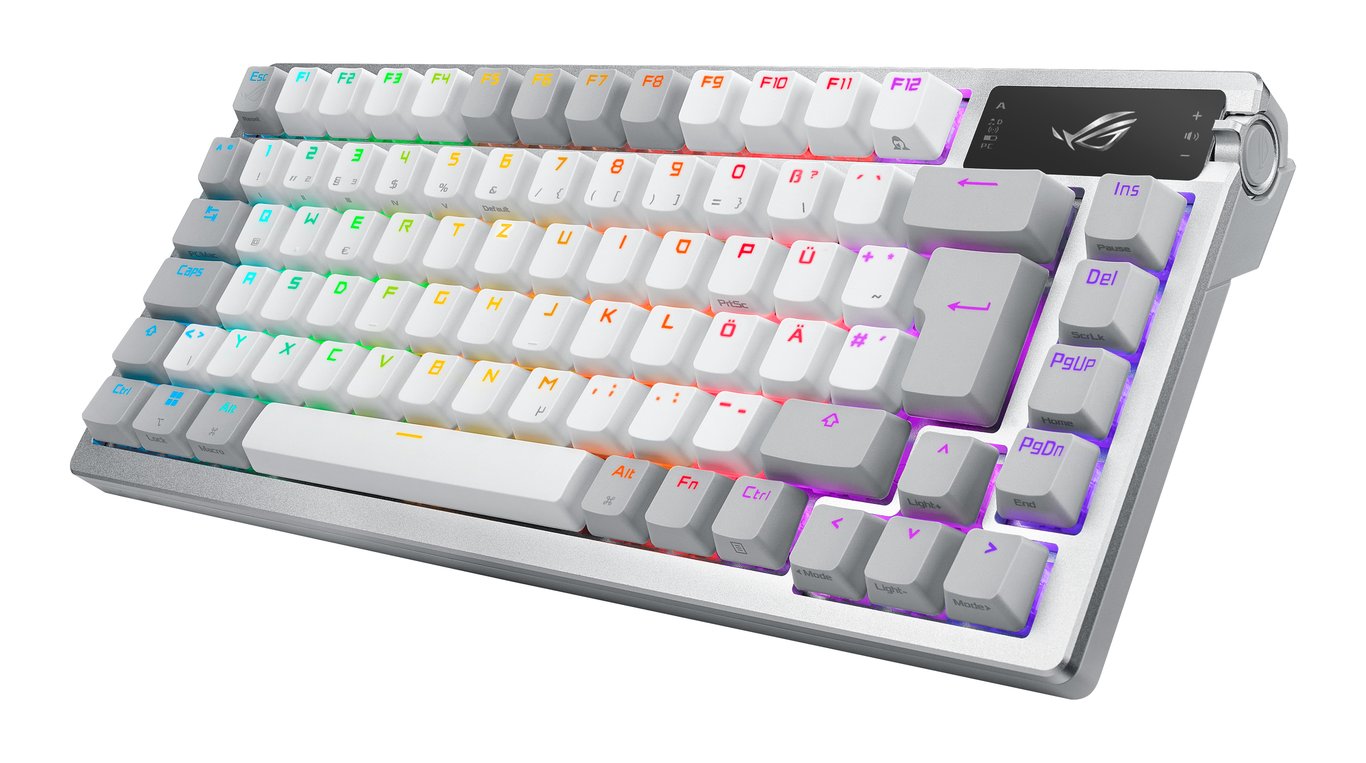 Clavier de jeu ASUS ROG Azoth RGB disposition QWERTZ facteur de forme du clavier 75% commutateurs mécaniques ROG NX écran OLED sans fil avec Bluetooth® ou 2 4 GHz RF sans fil câble USB - vue 4