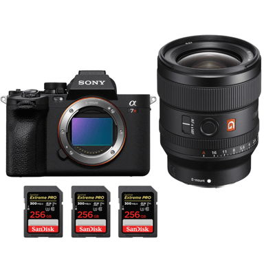Appareil photo hybride Sony A7R V + FE 24mm f/1.4 GM + 3 SanDisk 256GB Extreme PRO UHS-II + Ebook ''20 astuces pour des images qui claquent''