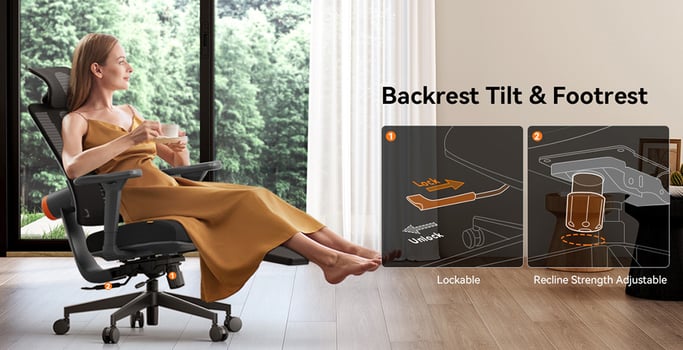 NEWTRAL MagicH-BP Sedia Ergonomica con Poggiapiedi, Schienale Auto-Regolabile, Supporto Lombare Adattivo