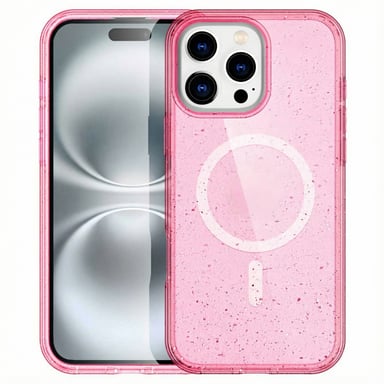 imoshion Coque Pailletée avec MagSafe pour Apple iPhone 16 Pro - Paillettes Rose