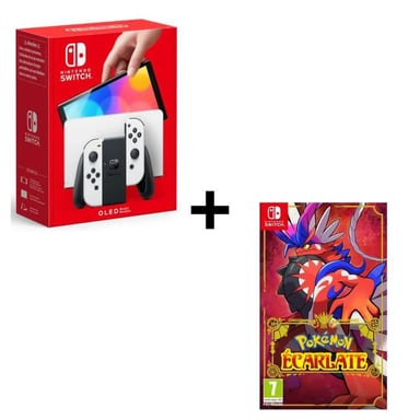 Switch OLED + Pokémon Scarlet consola de juegos portátil 17,8 cm (7'') 64 GB Wifi pantalla táctil Negro, Blanco