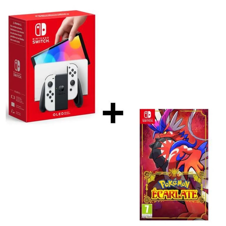 Switch OLED + Pokémon Scarlet console de jeux portables 17,8 cm (7 ) 64 Go Écran tactile Wifi Noir, Blanc - Neuf