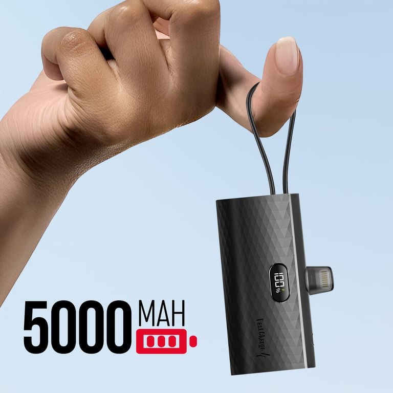 Chargeur Externe 5000mAh Connecteurs iPhone Lightning et USB C 20W Noir - Neuf