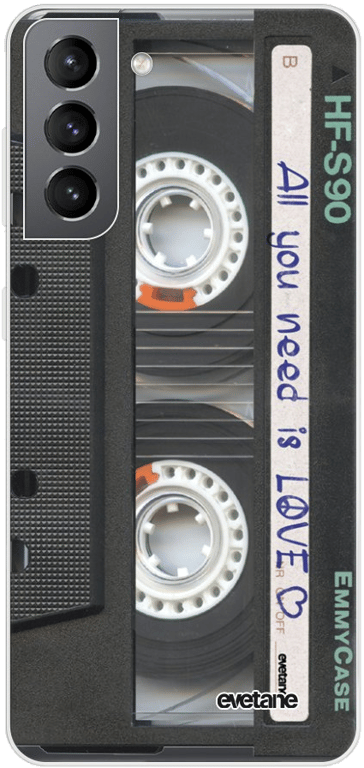 Evetane Coque Samsung Galaxy S21 5G souple transparente Motif Cassette