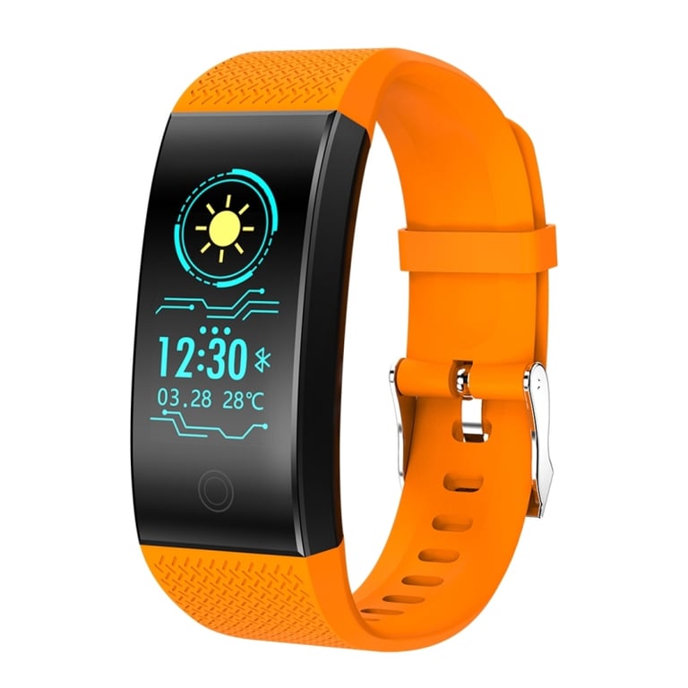 Bracelet Connecté Etanche Traceur d'activité Smartwatch Montre Cardio IP68  Moniteur Sommeil Orange
