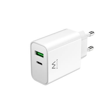 Chargeur Rapide USB-C 30W Ewent EW1325 avec Power Delivery et QC3.0 pour iPhone 15/14 et Android