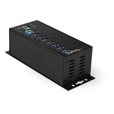 StarTech.com Hub Concentrador Ladrón USB de 7 Puertos con Adaptador de Corriente - con Protección ESD 350W - Hub Industrial USB 3.0 - de Pared Carril