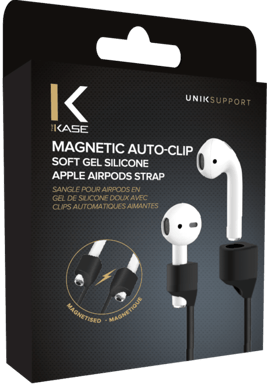 Cinturino in morbido silicone gel con clip magnetica per AirPods/ AirPods Pro, nero satinato