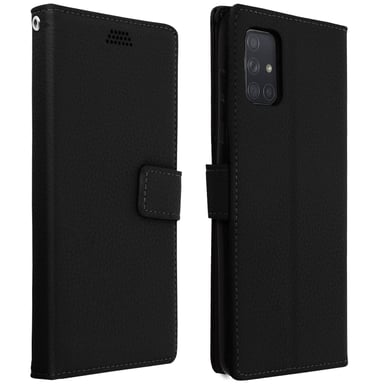 Housse pour Samsung Galaxy A71 Étui Porte carte Support Vidéo et Dragonne Noir