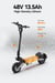 Scooter Eléctrico T10 | Velocidad Máx 25 km/h | Autonomía 60 km | Motor 900W | Batería 48V 13.5Ah | Neumáticos de 11 Pulgadas | Negro