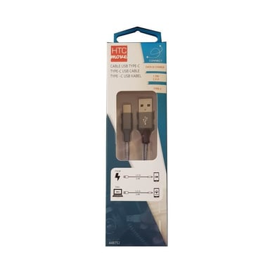 M500 Cable de carga y datos con adaptador USB tipo C 2,4 A - Conectores de aluminio, cable trenzado reforzado de 1,5 m