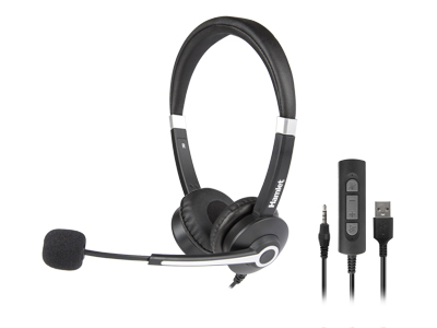 Hamlet HHEADM-UJS écouteur/casque Avec fil Arceau Bureau/Centre d'appels USB Type-A Noir