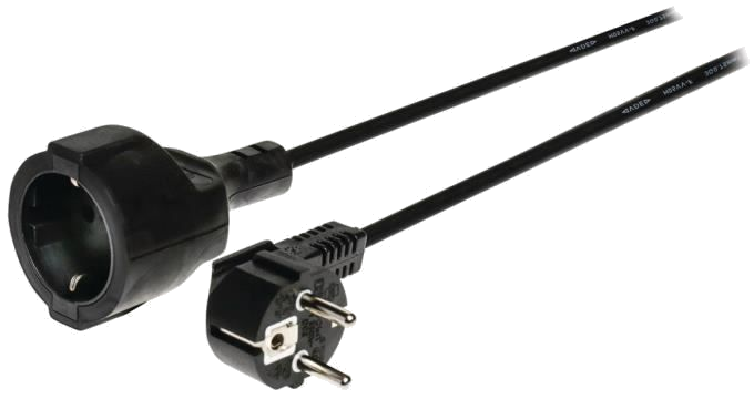 NEDIS Power Cable - Schuko Male Angled - Schuko Female - 2.0 m - Noir
