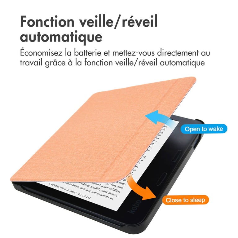 imoshion Étui de liseuse portefeuille Canvas Sleepcover avec support pour Kobo Libra 2 / Tolino Vision 6 Neuf - vue 7