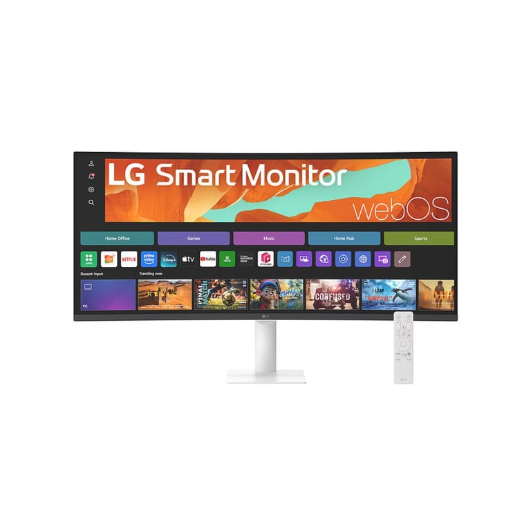 ECRAN LG Smart Monitor 34  VA Blanc 21:9 5ms 3440x1440 100Hz 300cd/m2 Incurvé 1800R HDMI USB LAN HPs Ecran réglab inclinaison - Neuf