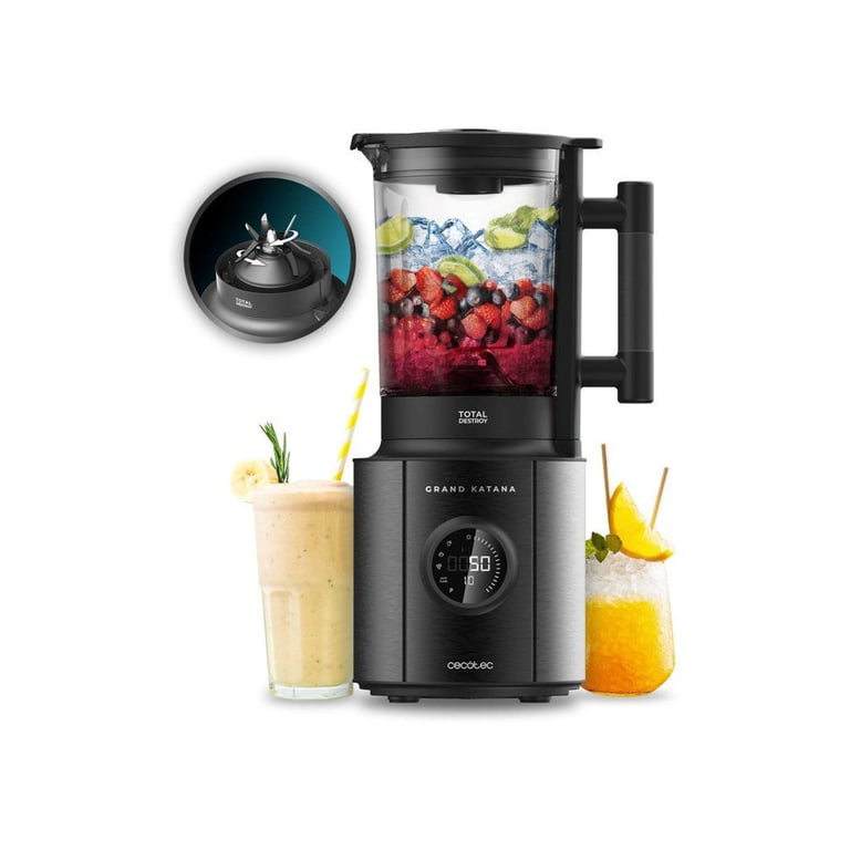 Blender Cecotec Grand Katana Total Destroy Screen B 2700 W Noir, bol verre 1,8 L, 8 lames inox, 10 vitesses, programmes - Neuf
