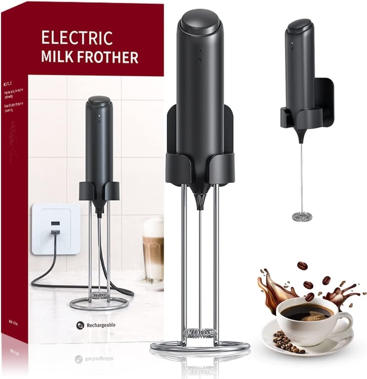 Mousseur à Lait Électrique Rechargeable USB Avec Support Neuf
