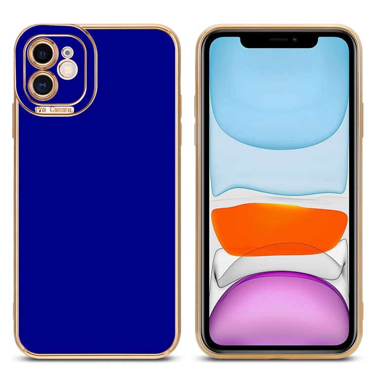 Coque pour Apple iPhone 11 en Glossy Bleu - Or Rose Housse de protection Étui en silicone TPU flexible et avec protection pour appareil photo