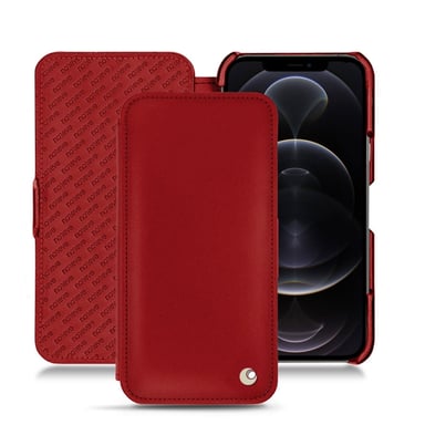Housse cuir Apple iPhone 12 Pro Max - Rabat horizontal - Rouge - Cuir lisse