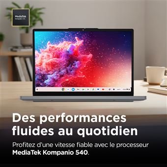 Ordinateur portable Lenovo Chromebook 14 MediaTek Kompanio 540 8 Go 128 Go Noir-Gris WUXGA IPS 400 nits Wi?Fi 6E