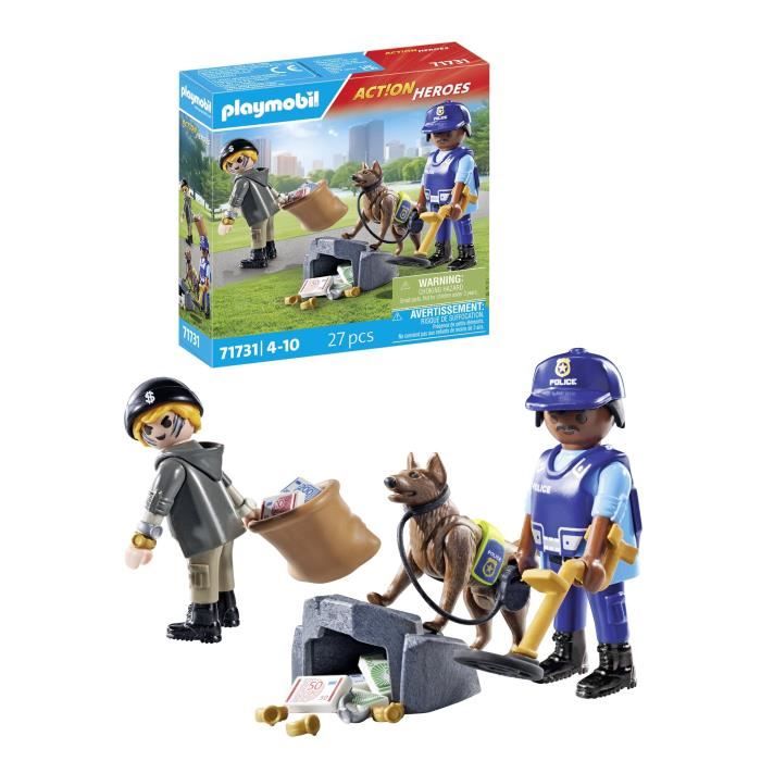 Policier Chien De Recherche Et Voleur Playmobil La Boite - vue 3