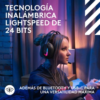 Logitech G Astro A20 X LIGHTSPEED auriculares inalámbricos para juegos de PC para PS5, Xbox, Switch, PC con PLAYSYNC AUDIO dos sistemas, Bluet