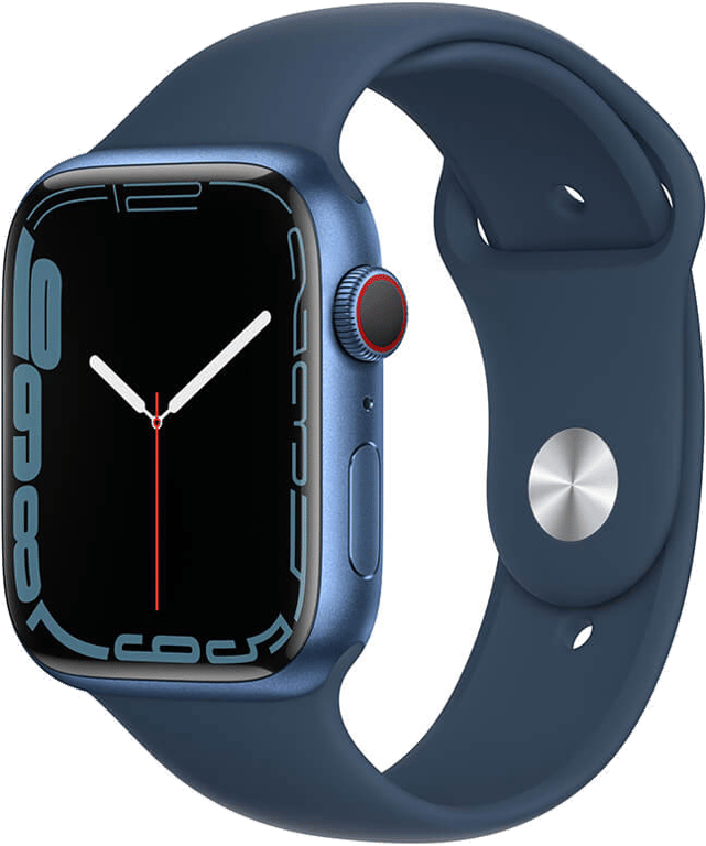 Watch Series 7 (GPS + Cellular) Boîtier en Aluminium Bleu de 45 mm, Bracelet Sport Bleu Abysse