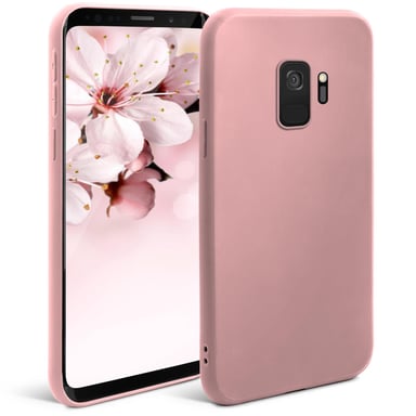 Moozy Minimalist Series Coque en silicone pour Samsung S9, Rose Beige – Finition mate fine et souple en TPU