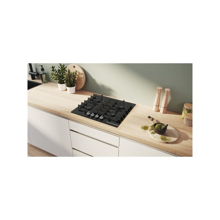 TABLE GAZ VERRE TREMPÉ 60 CM SER6 VERRE TREMPÉ FONTE INDIVIDUEL A BOSCH PPP6A6I40 - vue 6