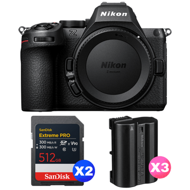 Cámara híbrida Nikon Z5 II + 2 SanDisk 512GB Extreme PRO UHS-II + 3 Nikon EN-EL15c + Ebook ''20 consejos para fotos que impactan''