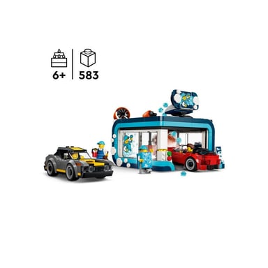 LEGO City 60497 Station de lavage automatique avec véhicules et minifigurines Noir Rouge