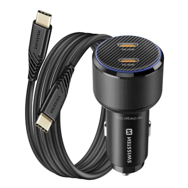 Caricatore per auto 2x USB-C Power Delivery 20W e 30W con cavo USB-C