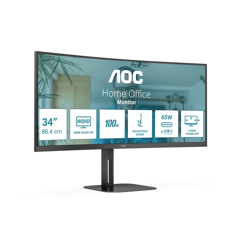 AOC V5 CU34V5CBK23 écran plat de PC 86 4 cm 34 3440 x 1440 pixels Wide Quad HD LED Neuf