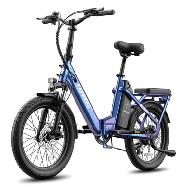 Vélo électrique pliant FAFREES F20 Flex, batterie amovible 25 Ah, 7 vitesses pour les trajets urbains - bleu éclatant