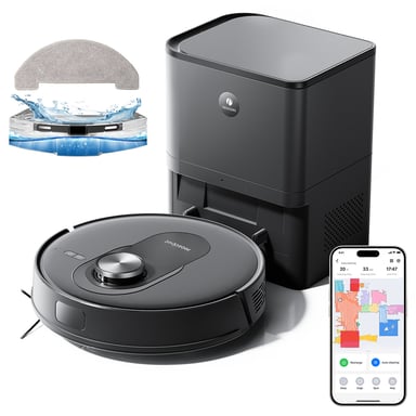 Robot Aspirador y Friegador Proscenic Q8 Max, 7 Semanas Sin Contacto Auto-Vaciado, Navegación LiDAR, Aspiración 4200Pa, Cobertura 2476 ft² para Hogares con Mascotas