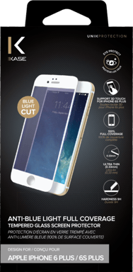 Protector de pantalla de cristal templado con protección contra la luz azul (cobertura del 100% de la superficie) para iPhone 6 Plus /6s Plus, Blanco