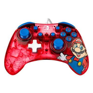 Rock Candy: Mario Punch Rojo, Translúcido USB Analógico/Digital Mando Nintendo Switch, Nintendo Switch Lite, Nintendo Switch OLED