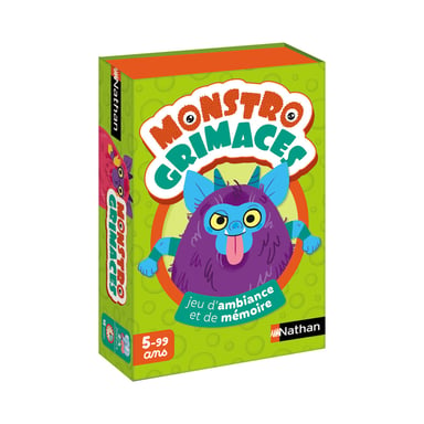 Jeu de cartes Monstro Grimaces Nathan jeu de société mémoire et ambiance pour 2 à 4 joueurs Noir