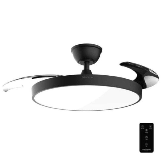 EnergySilence Aero 300 Air - Ventilateur de Plafond avec Lumière Pales Rétractables Télécommande Cecotec, Noir - Neuf