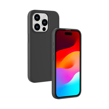 Coque antichoc en gel de silicone doux pour Apple iPhone 15 Pro, Noir satin